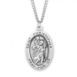 St. Christopher Oval Sterling Medal, 24"