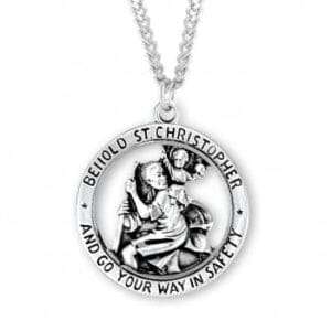St. Christopher Large Round Sterling Medal, 24