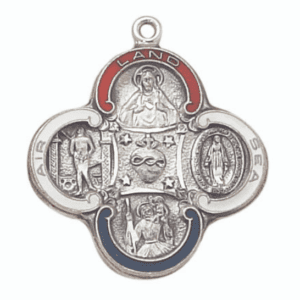 Cross 4-Way Sterling Military Medal, 24" Chain