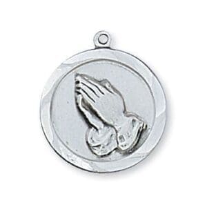 Praying Hands Serenity Prayer Sterling Necklace, 18"