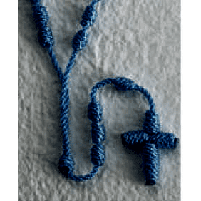 String Knotted Cord Rosary, blue