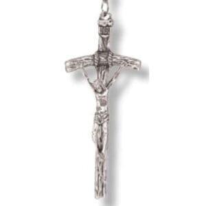 Crucifix, Pewter on cord, Papal