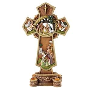 Nativity Cross Advent Wreath, 13.25"